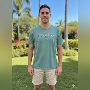 🌴 Travis Mathew Mahalo Hawaii Graphic Tee Men's XXL Green Golf T-Shirt